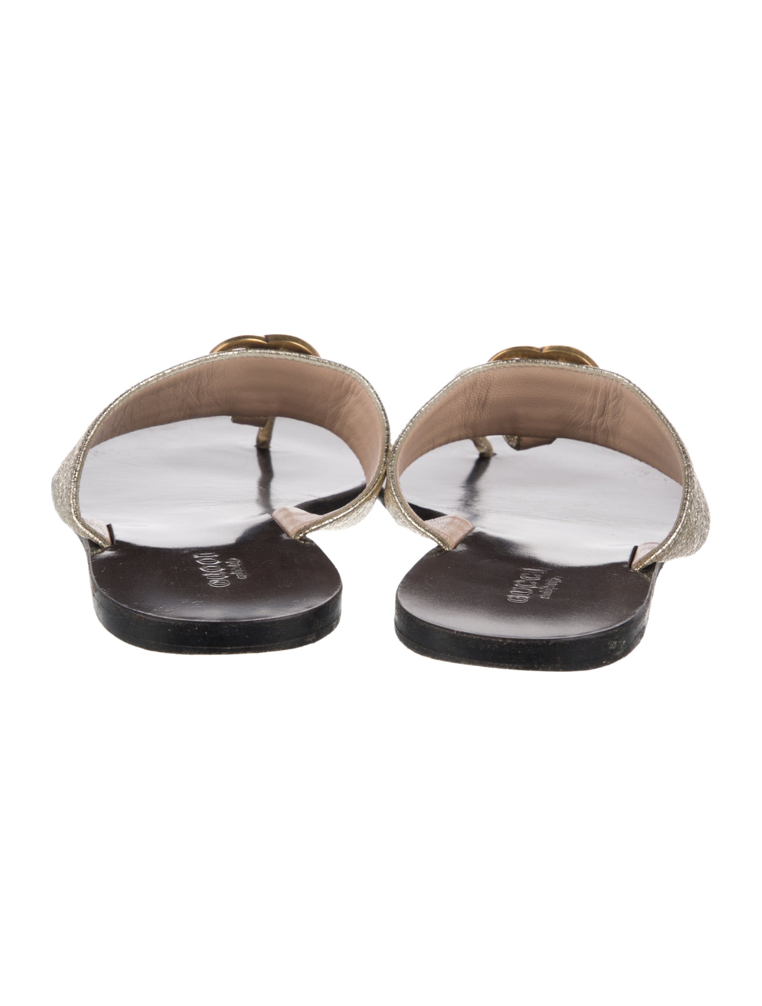 Gucci Double G Logo Leather Slides